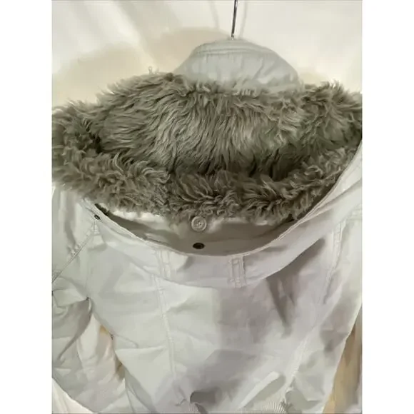 Abercrombie & Fitch Parka Jacket Coat Women’s Medium Lined Faux Fur Trim Hooded - Picture 14 of 16